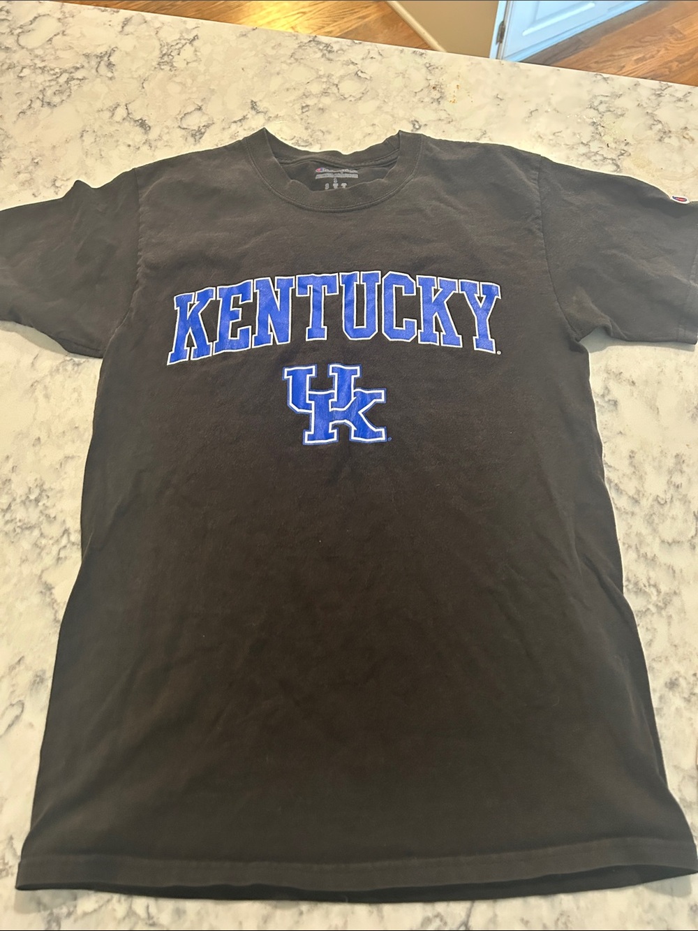 Champion Black T-Shirt with Blue Kentucky & UK Logo